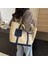 Dikişli Denim Kanvas Omuz Çantası Kadın Büyük Kapasiteli Tote Çanta Öğrenci Çantası Moda Banliyö Çantası (Yurt Dışından) 4