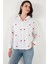 Pamuk ve Keten Karışımlı Regular Fit Kalp Baskılı Gömlek Bayan Gömlek 6779932 5