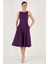 Bisiklet Yaka Regular Fit Cepli Pileli Midi Elbise Bayan Elbise 6051963 4