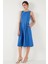 Bisiklet Yaka Regular Fit Cepli Pileli Midi Elbise Bayan Elbise 6051963 2