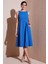Bisiklet Yaka Regular Fit Cepli Pileli Midi Elbise Bayan Elbise 6051963 3
