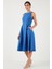 Bisiklet Yaka Regular Fit Cepli Pileli Midi Elbise Bayan Elbise 6051963 5