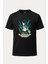 Xiao Genshin Impact Baskılı Loose Fit Bisiklet Yaka Unisex T-Shirt Siyah 1