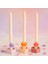 Dekoratif Gül Detaylı Konik Mum Seti – 3’lü Renkli Pastel Mumluk 3