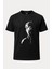 Naruto Yarım Yüz Poz Baskılı Loose Fit Bisiklet Yaka Unisex Tişört Siyah 1