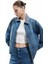 Yeni Sezon Klasik Yaka Pamuklu Fermuarlı Cep Detaylı Oversize Denim Ceket 2