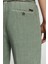 Saf Keten Bağcıklı Haki Pantolon 4