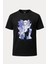 Rukia Bleach Baskılı Loose Fit Bisiklet Yaka Unisex Tişört Siyah 1