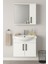 Lacrime 65 cm Beyaz Renkli Mdf, Oval Seramik Lavabolu, Alt ve Üst Dolaplı, Üst Dolap Aynalı, Banyo Dolabı Takımı 1