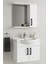 Lacrime 65 cm Beyaz Renkli Mdf, Oval Seramik Lavabolu, Alt ve Üst Dolaplı, Üst Dolap Aynalı, Banyo Dolabı Takımı 2