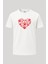 Patili Kalp Baskılı Loose Fit Bisiklet Yaka Unisex Tişört 1