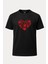 Patili Kalp Baskılı Loose Fit Bisiklet Yaka Unisex Tişört 1
