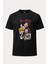 Tanjiro Nezuko Inosuke Zenitsu Baskılı Loose Fit Bisiklet Yaka Unisex Siyah Tişört 1