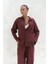 Orchidea Oversize Bordo Keten Gömlek Takım 5