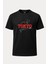 Kırmızı Tokyo Baskılı Loose Fit Bisiklet Yaka Unisex Siyah Tişört 1