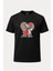 Yılbaşı Şapkalı Köpek Baskılı Loose Fit Bisiklet Yaka Unisex Tişört 1