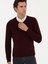 Erkek Bordo Slim Fit V Yaka Basic Triko Kazak 50214114-VR014 3