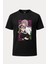 Demon Slayer Mitsuri Baskılı Loose Fit Bisiklet Yaka Unisex Tişört Anime Manga Siyah 1