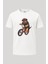 Bisikletli Rottweiler Baskılı Loose Fit Bisiklet Yaka Unisex Tişört 1