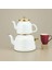 Roomy Emaye Çaydanlık - Beyaz / Altın - 2,5 Lt + 1,1 Lt 2