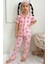 Pjkö Geyikcik Desenli Pembe Kısa Kollu Önden Düğmeli Kız Çocuk Pijama Takımı 4-12 Yaş 541K-P 1