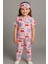 Pjkö Kiraz Desenli Pembe Kısa Kollu Önden Düğmeli Kız Çocuk Pijama Takımı 4-12 Yaş 577K 1