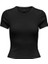 15339774 Likralı Fitilli Slim Fit Kadın T-Shirt Siyah 2