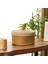 Mustard Büyük Kapaklı Örgü Sepet - Hardal / Bej - 21X11 cm 1