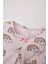Yeni Sezon Kız Bebek Pijama Takımı Gökkuşağı Baskılı Uzun Kollu Üst Beli Lastikli Uzun Alt 5