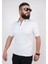 Triko Dokuma Yarım Fermuarlı Yakalı T-Shirt - Beyaz 1