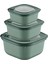 Home 3'lü Microline Saklama Kabı Seti, 600-1100-1800 Ml, Hava Tahliye Kapağı ile Mikrodalgada Kapağı Kapalı Isıtma, Vakumlu, Sızdırmaz, Bpa Free, Silikon Kapaklı,gıda Saklama Pp (Yeşil) 1