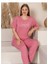 Charme Kadın Büyük Beden Bisiklet Yaka Milan Likralı Kısa Kol Pijama Takımı K601/246 - 1 Adet 2