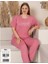 Charme Kadın Büyük Beden Bisiklet Yaka Milan Likralı Kısa Kol Pijama Takımı K601/246 - 1 Adet 3