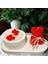 Oval Tabakta,2'li Set, Çikolata Kokulu Mum ve Kırmızı Ayıcıklı Mum 3