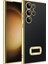 Galaxy S23 Ultra Kılıf Kamera Korumalı Logo Gösteren F10T Omega Kapak-Gold 1