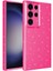 Galaxy S24 Ultra Kılıf Kamera Korumalı Simli Lüks F10T Koton Kapak-Pembe Koyu 1
