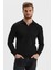 Erkek Fermuarlı Polo Yaka Triko Siyah 3