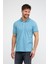 Erkek Düz Kısa Kollu Basic Uzun Buz Mavi Polo Yaka Tişört 5