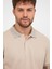 Erkek Düz Kısa Kollu Basic Uzun Bej Polo Yaka Tişört 3