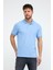 Erkek Düz Kısa Kollu Basic Uzun Buz Mavi Polo Yaka Tişört 1
