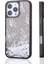 iPhone 16 Pro Max Uyumlu Kılıf Sıvılı Simli Kelebek Baskılı Şeffaf Arka Yüzey F10T Glis Silikon Kapa 2