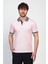 Erkek Basic Düz Kısa Kol Pudra Uzun Polo Yaka Tişört 1