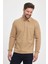 Erkek Uzun Basic Polo Yaka Cepli Düz Sarı Sweatshirt 4