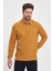 Erkek Uzun Basic Polo Yaka Cepli Düz Sarı Sweatshirt 1