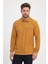 Erkek Uzun Basic Polo Yaka Cepli Düz Sarı Sweatshirt 3