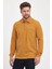 Erkek Uzun Basic Polo Yaka Cepli Düz Sarı Sweatshirt 4