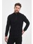 Erkek Uzun Kışlık Dik Yaka Fermuarlı Siyah Sweatshirt 3
