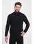 Erkek Uzun Kışlık Dik Yaka Fermuarlı Siyah Sweatshirt 5