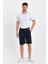Erkek Lastikli Baskılı Cepli Klasik Kısa Siyah Şort 1