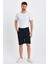 Erkek Lastikli Baskılı Cepli Klasik Kısa Siyah Şort 3